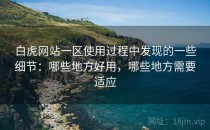 白虎网站一区使用过程中发现的一些细节：哪些地方好用，哪些地方需要适应