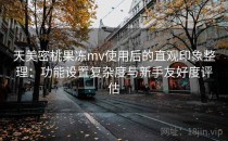 天美密桃果冻mv使用后的直观印象整理：功能设置复杂度与新手友好度评估
