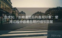 白虎91｜长期浏览后的直观印象：使用过程中容易忽略的细节提醒